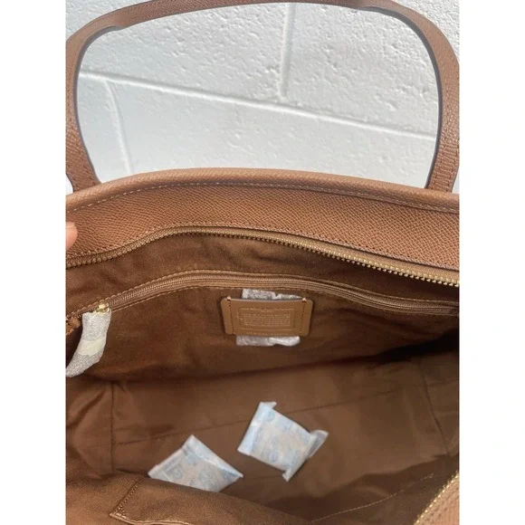 COACH F58846 CITY ZIP TOTE IN CROSSGRAIN LEATHER Camel/Brown Gold Hardware Bag - Picture 7 of 8